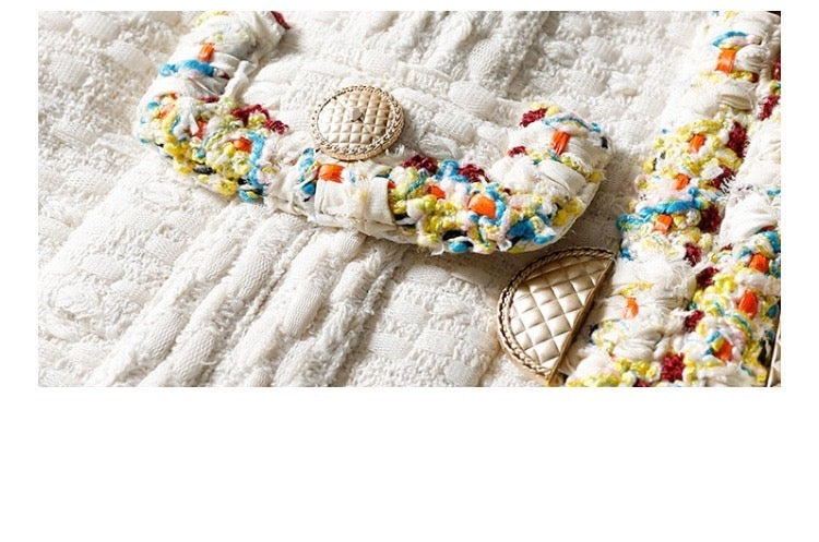 High Quality Crop Tweed Jacket Runway Women Coats and Jackets Elegant Single Breasted Beige Office Ladies Jacket Crop Coat