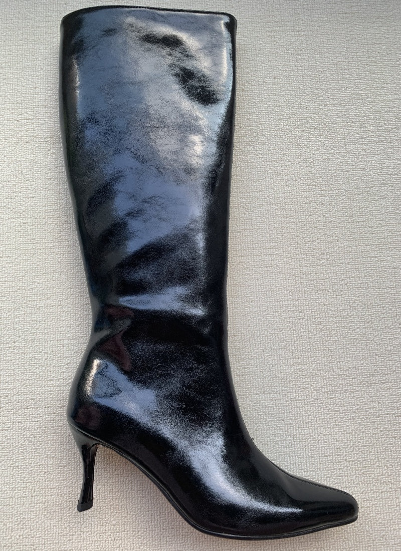 Kitten Heel Wide Calf Tall Boots for Women