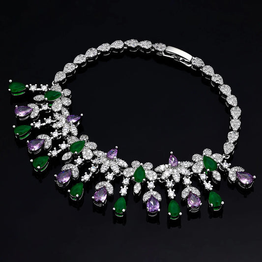 UAE Dubai Bridal Jewelry Set Women Wedding Party Nigerian African Necklace Earrings Set