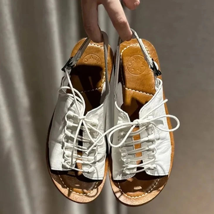 Women's Vintage Genuine Leather Gladiator Sandals Summer Casual
