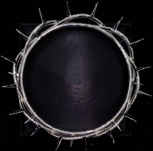 Iced Out Thorn Crown Headpiece, Platinum-Tone, Hip-Hop Accessory