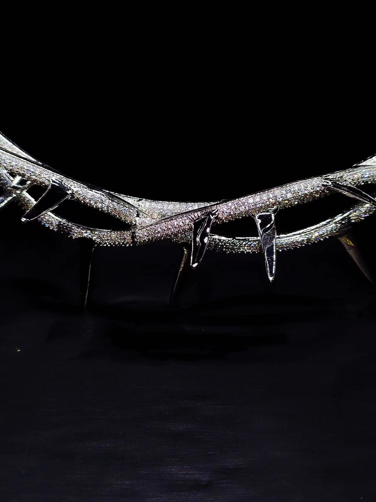Iced Out Thorn Crown Headpiece, Platinum-Tone, Hip-Hop Accessory