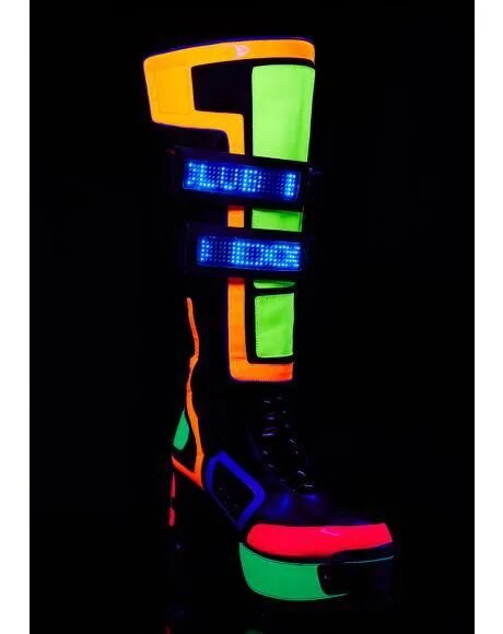 Punk Style Knee High Boots Colorful Platform Heels