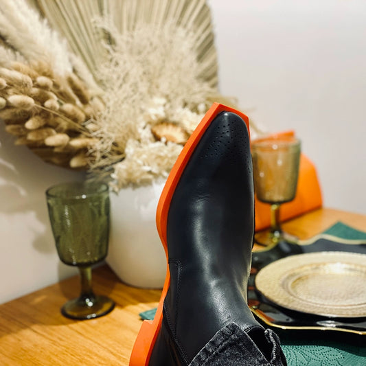 Special-shaped leather shoes men's boots square head Chelsea boots cowhide fashion leather boots elastic short boots