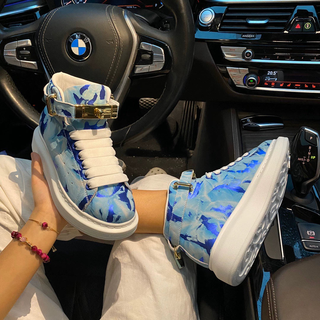 Unisex Camo High Top Sneakers – Blue Gold