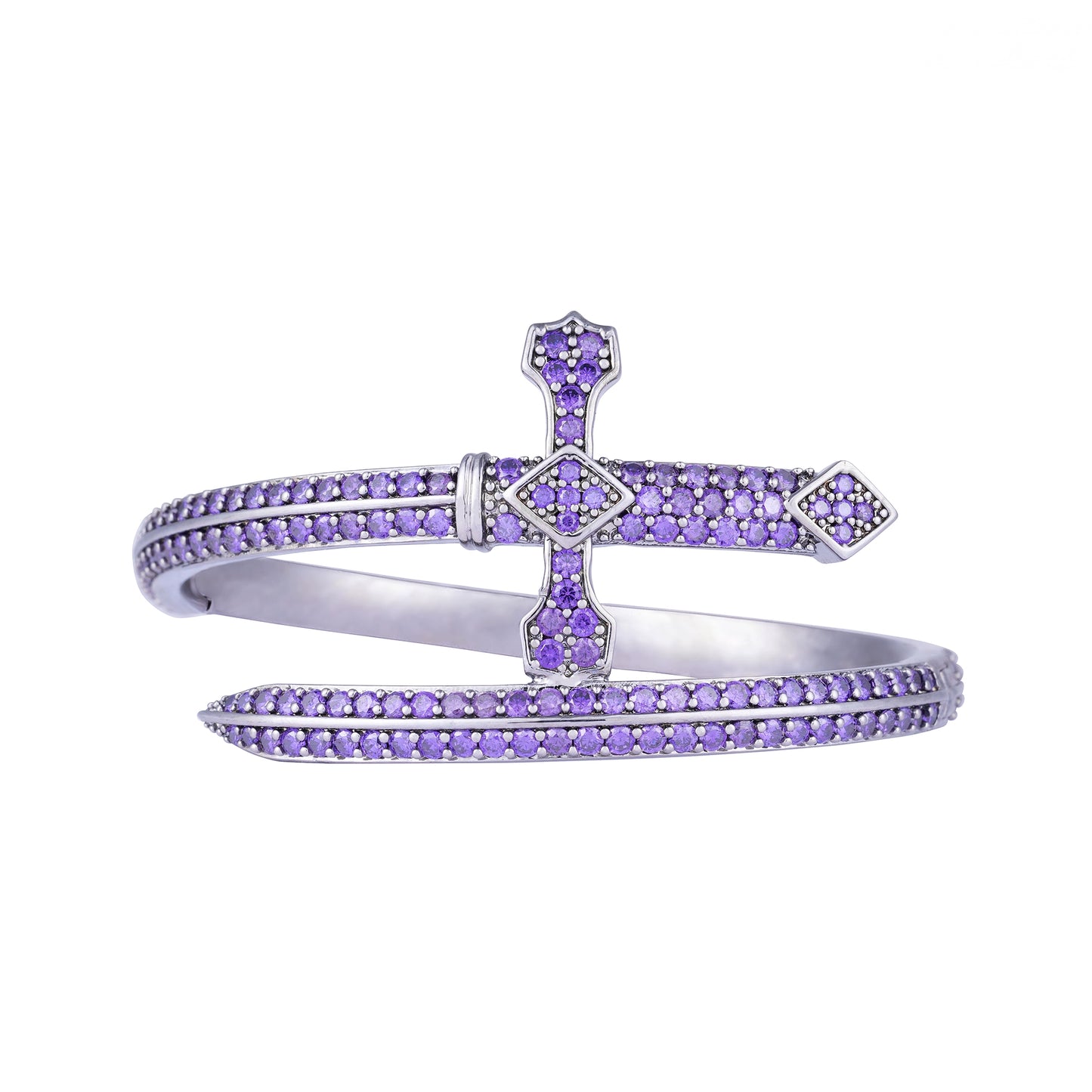 Iced Out Cross Sword Bracelet, Gold-Tone, Men’s Hip-Hop Jewelry