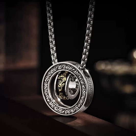 Sterling silver Pixiu ring necklace men's pendant high-end retro lucky pendant gift