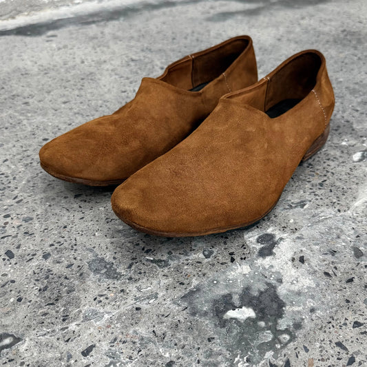 First-layer kangaroo leather suede washed thin bottom easiest for matchcasual old money style retro square toe slip-on loafers