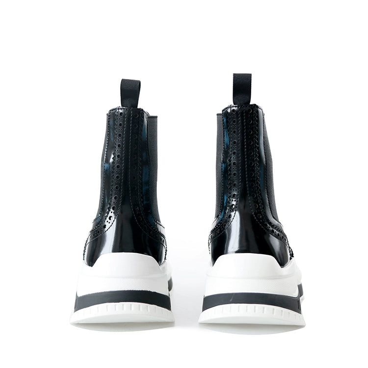 Sports Chelsea Boots Brock Engraved Thicksole High Top Height Increasing Rub Blue Leather Men's Boots