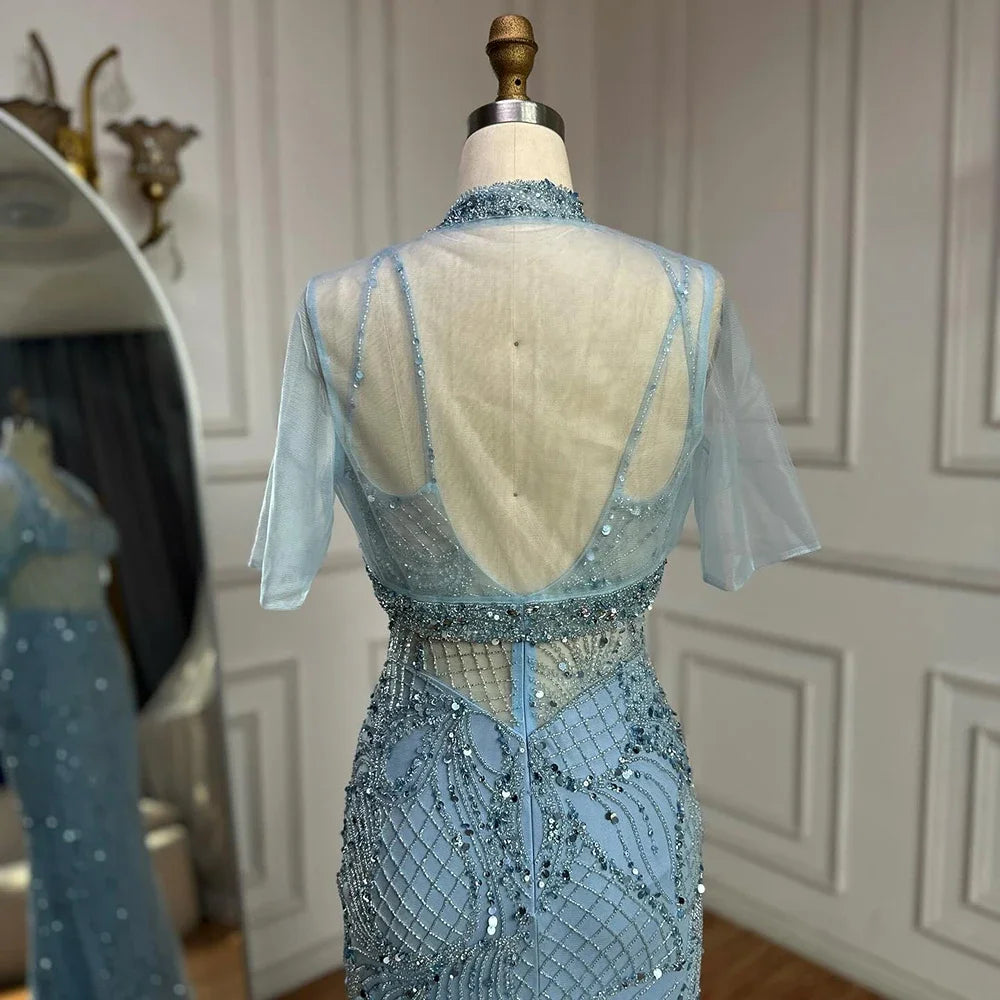 Women’s Beaded Mermaid Evening Dress – Blue