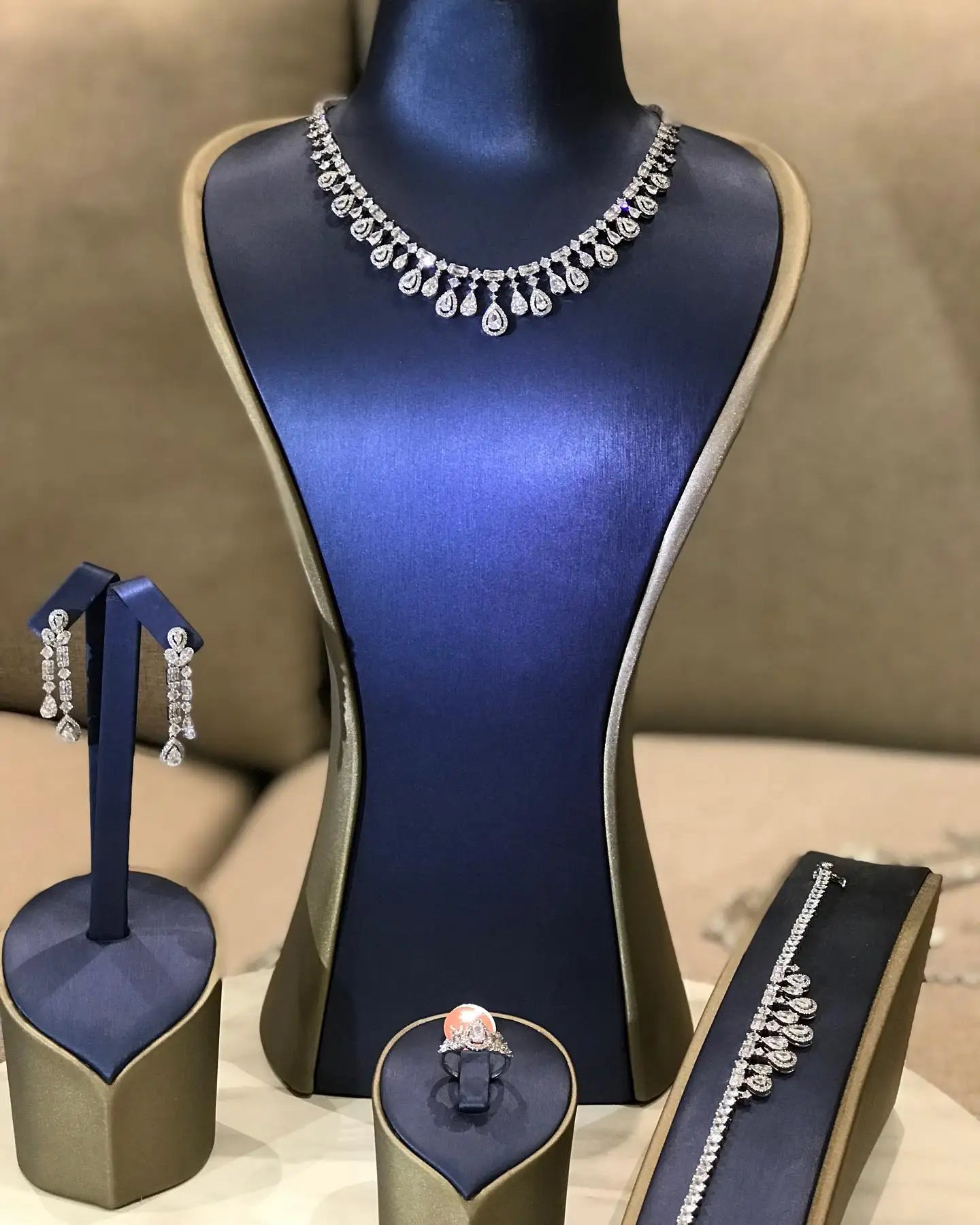 4-piece Ring Cubic Zirconia Bridal Wedding Jewelry Set, Dubai Nigeria Crystal Wedding Jewelry Set