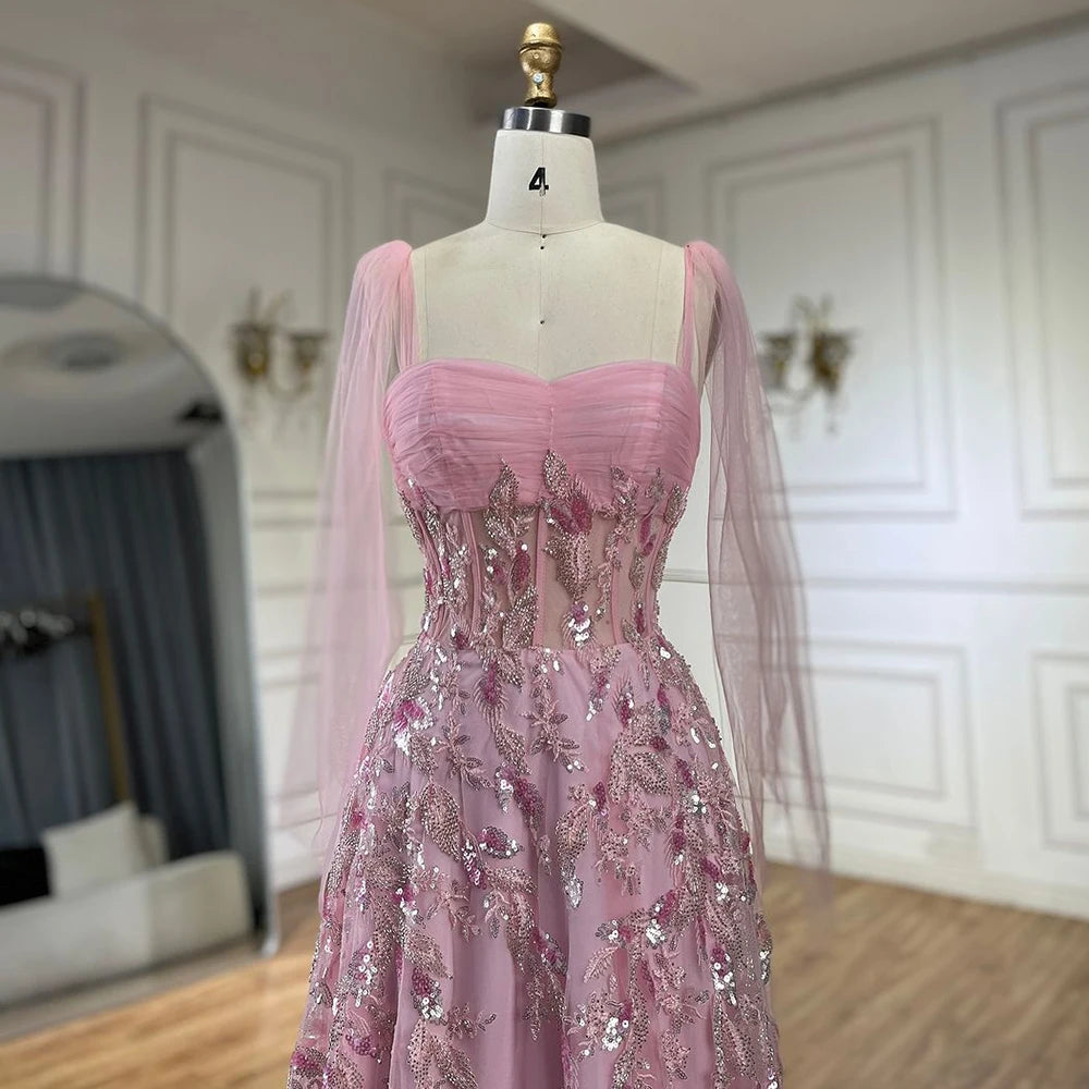 Floral Beaded Strapless A-Line Evening Dress – Floor-Length Tulle Gown