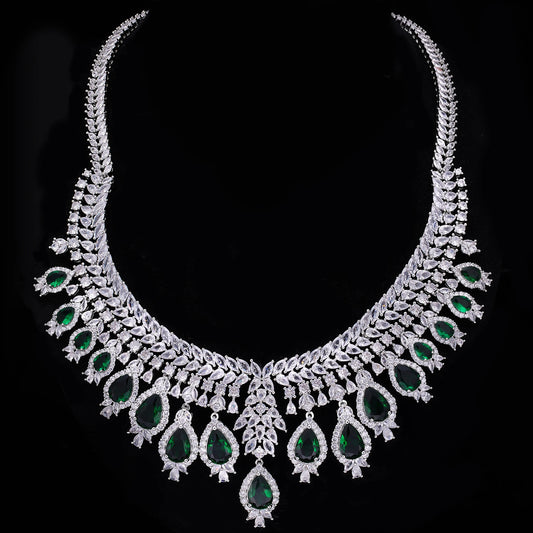 3A Zircon Luxury 4-piece Bridal Wedding Jewelry Set Crystal Necklace Set Dubai Jewelry Set