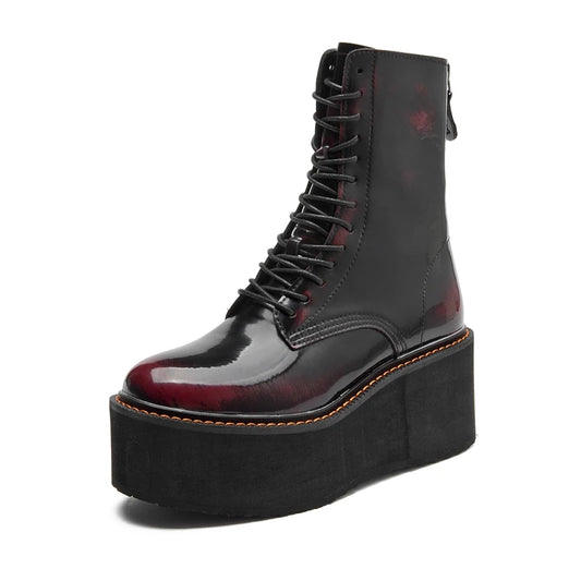 AIYUQI Women Ankle Boots Genuine Leather 2025 New Platform High Heel Short Boots Female Non-slip Large Size Women Winte Boots