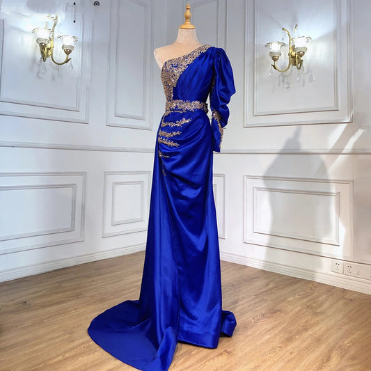 Women’s Beaded One-Shoulder Mermaid Evening Dress