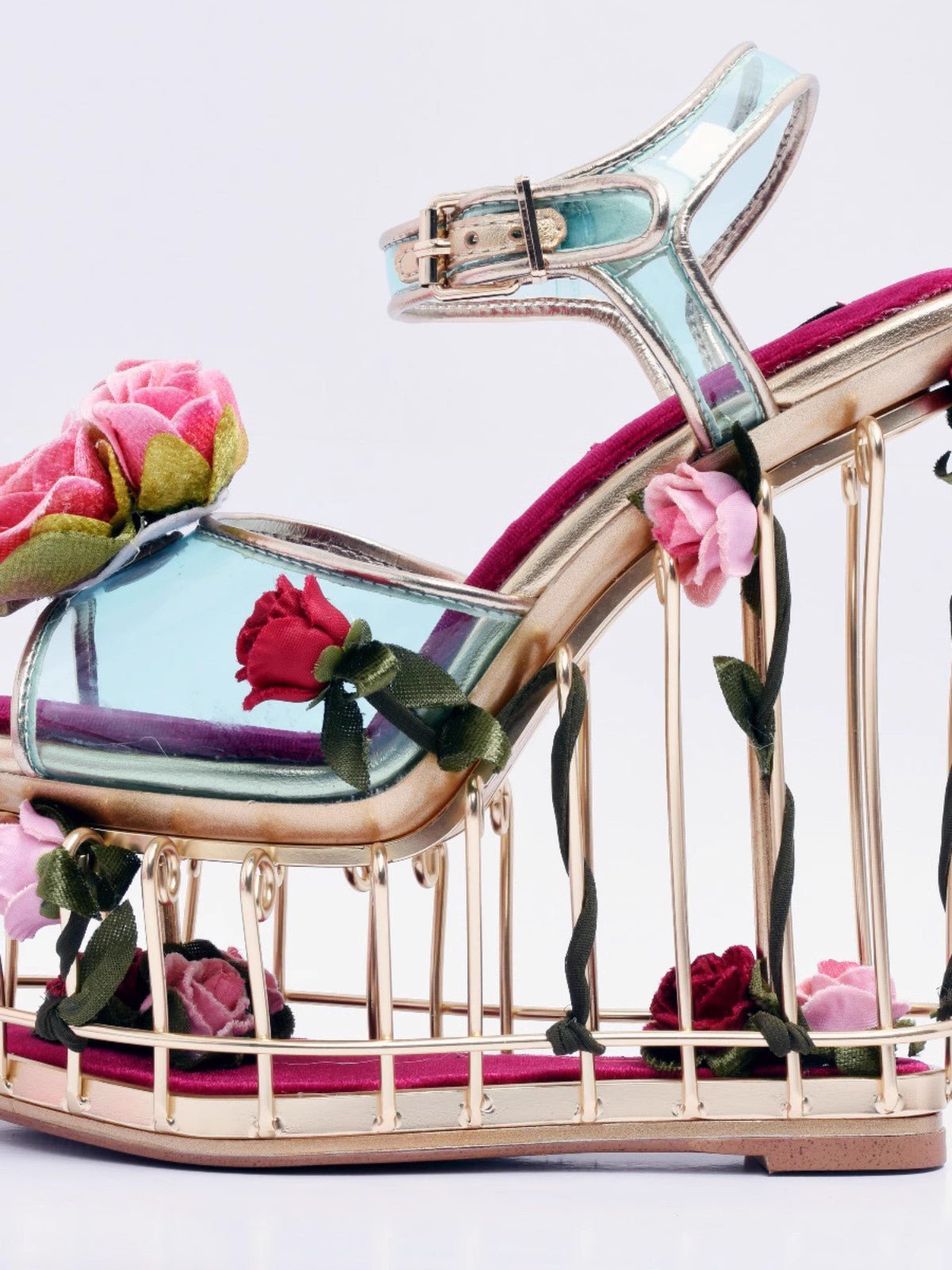 Caged Heel Floral Peep - Toe Sandals - LiveTrendsX