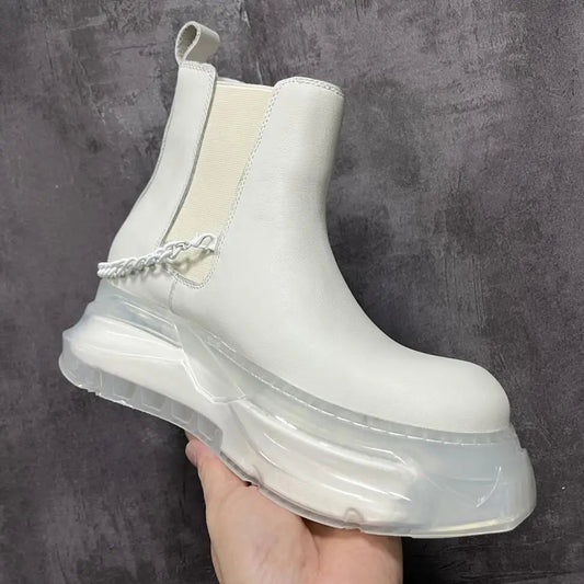 Crystal Sole Men Chain Boots Big Size Street Style Round Toe Shoes - LiveTrendsX