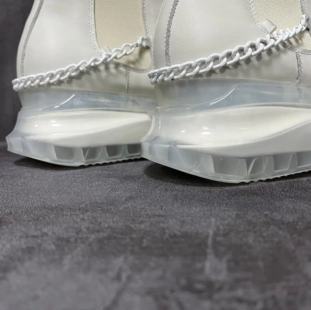 Crystal Sole Men Chain Boots Big Size Street Style Round Toe Shoes - LiveTrendsX