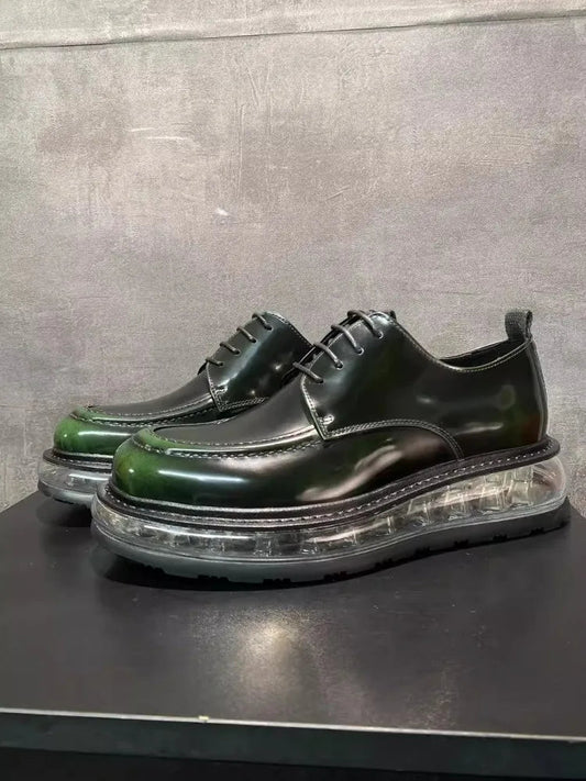 Designer Men's Formal Leather Derby Shoes with Thick Platform - LiveTrendsX