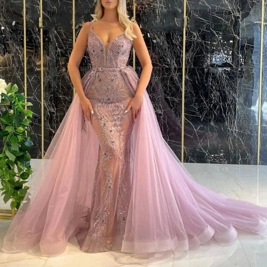 Elegant 2024 Detachable Skirt Evening Dress Mermaid Gown - LiveTrendsX