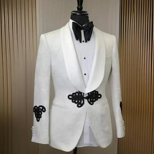 Floral Men’s Suit Jacket with Mandarin Buttons - LiveTrendsX