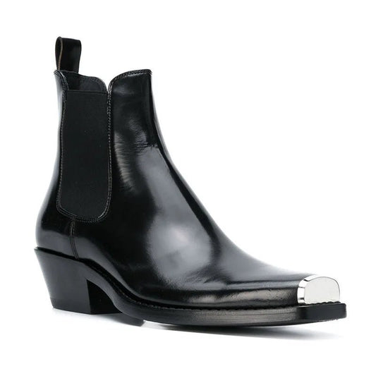 Handmade Black Cowhide Chelsea Men Boots - LiveTrendsX