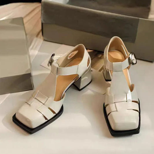 High Heels Belt Buckle Sandals Shoes Hollow Design Women's Shoes - LiveTrendsX