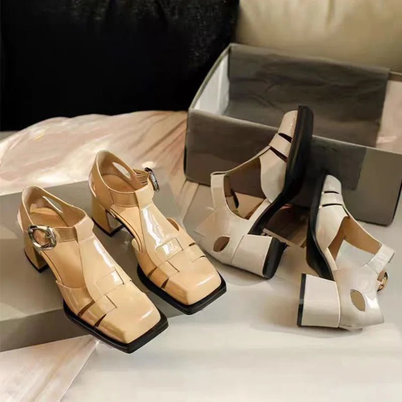 High Heels Belt Buckle Sandals Shoes Hollow Design Women's Shoes - LiveTrendsX