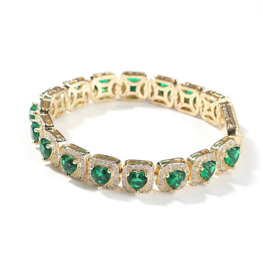 Iced Out Red Green Pink Heart CZ Necklace - LiveTrendsX