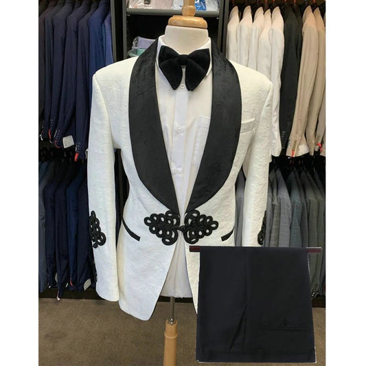 Jacquard Black Velvet Men’s Suit for Wedding & Busines - LiveTrendsX