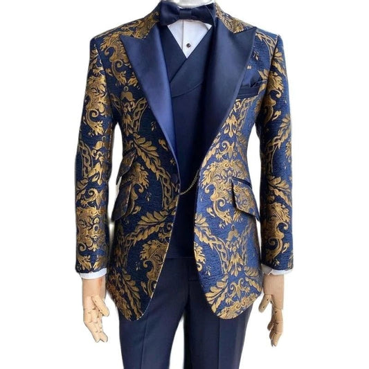 Jacquard Floral Tuxedo Suits for Men Wedding - LiveTrendsX