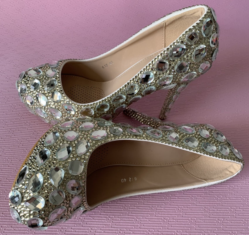 クリスタルシューズ シンデレラ レディース ハイヒール イブニングパーティー用