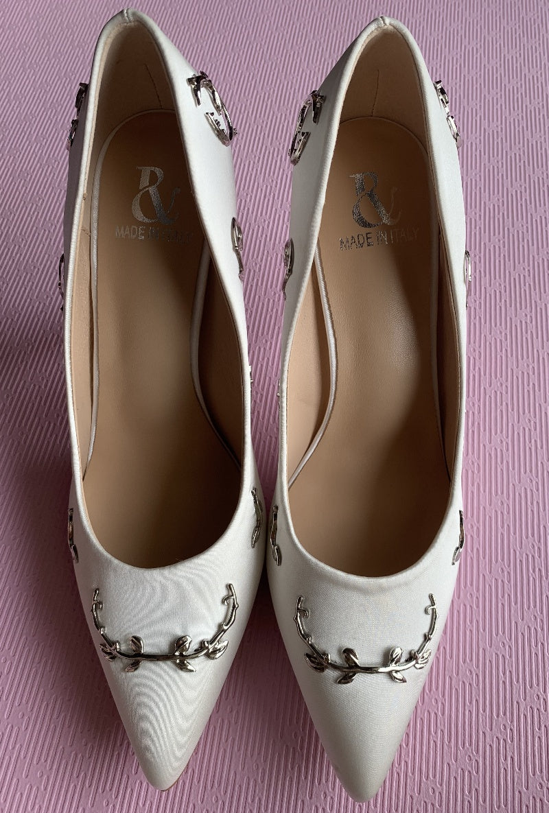 Women Flower Heel Wedding Shoes