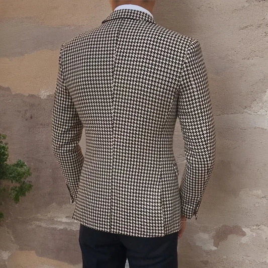 Men's Black and White Houndstooth Suit - LiveTrendsX