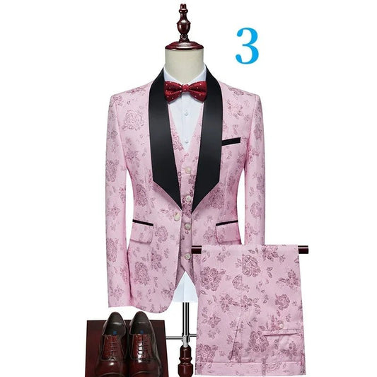Men's Floral Patterned Suit with Notch Lapel - LiveTrendsX