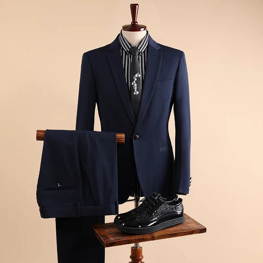 Men's Single - Breasted Suit in Black and Deep Navy - LiveTrendsX