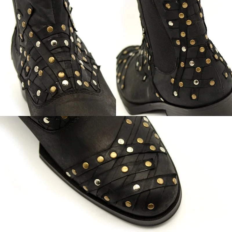 New High Rivet Cowhide Men's Short Boots Versatile Fashionable - LiveTrendsX