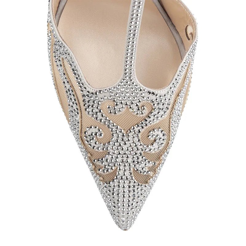 New Silver Hollow Pointy Shoes Sexy High Heel T - Strap Pumps For Women - LiveTrendsX