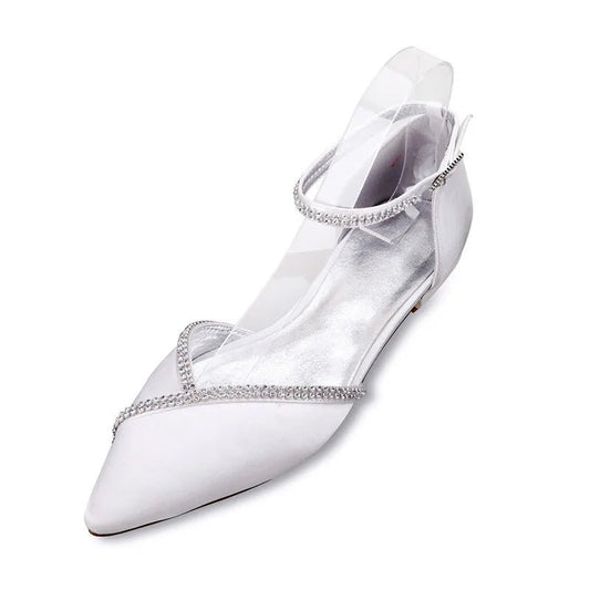 Pointed Toe Ankle Buckle Strap Bridal Prom Dress Shoes - LiveTrendsX