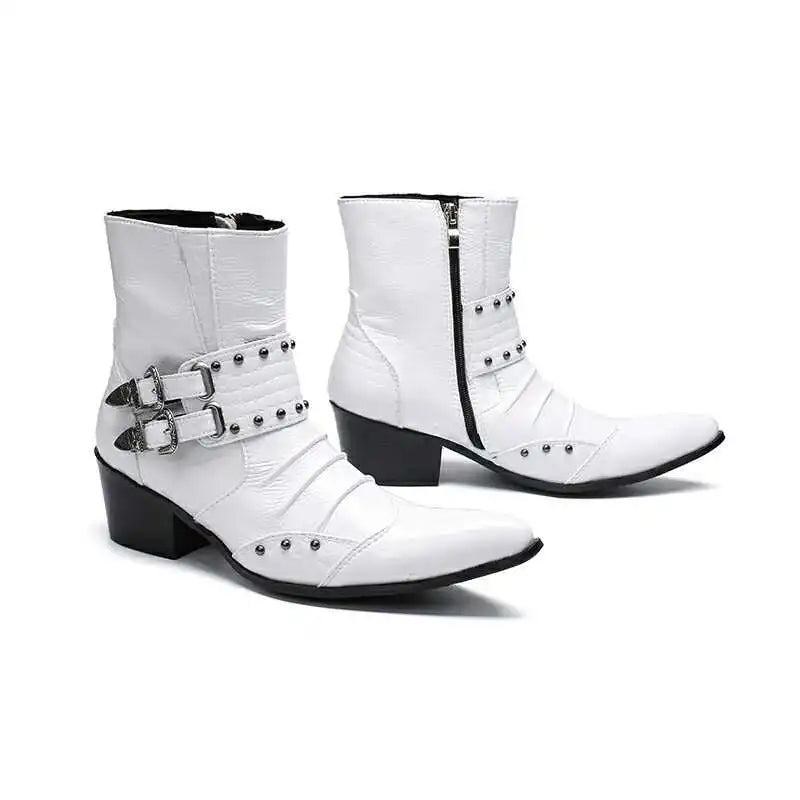 Print Leather Loafers Light Blue Shoes For Men Zip Dress Shoes - LiveTrendsX