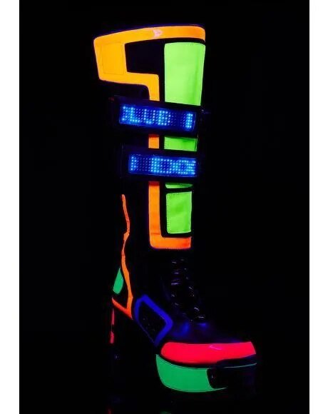 Punk Style Knee High Boots Colorful Platform Heels - LiveTrendsX