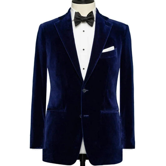 Royal Blue Slim Fit Velvet Blazer for Men - LiveTrendsX
