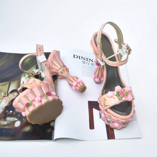 Sculpted Floral - Heel Peep - Toe Sandals - LiveTrendsX
