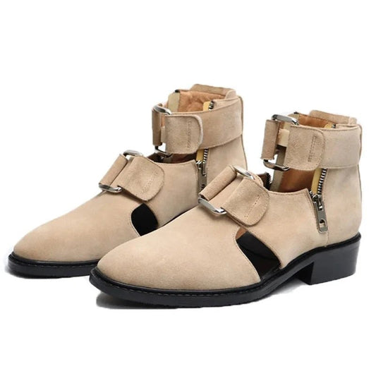 Thick Sole Pointed Toe Roman Sandals Side Zipper Men's Summer Sandals - LiveTrendsX