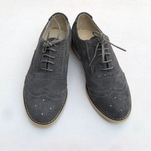 Unisex Grey Derby Brogues Lace Up - LiveTrendsX
