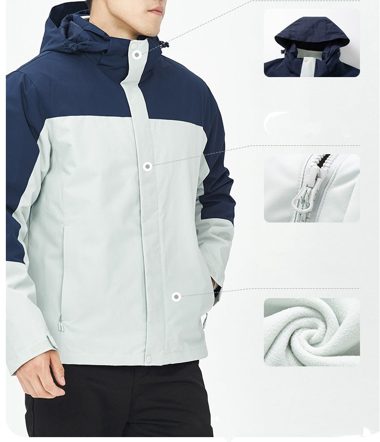 Versatile 3-in-1 Outdoor Jacket Waterproof Oil-Resistant Fleece