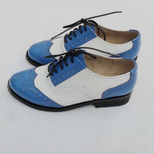 Women's Sky Blue & White Oxford Brogues - LiveTrendsX