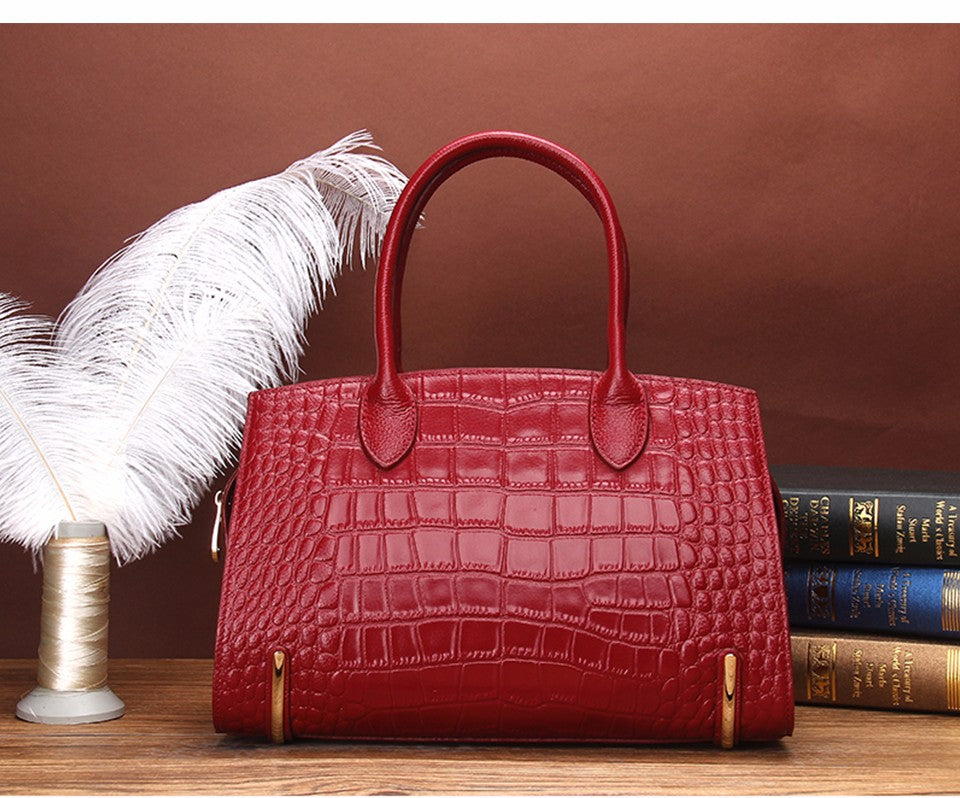 New Women Bag With Genuine Leather wedding Tote Bag Red Black Leather Shoulder Handbag High Quality Crossbody Bags - LiveTrendsX