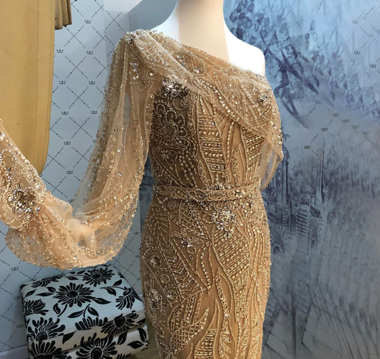 Gold Mermaid Luxury Evening Dresses