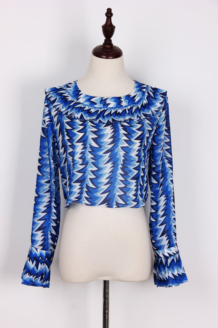 Print Top+Suspender Skirt Elegant Cool Woman Suit